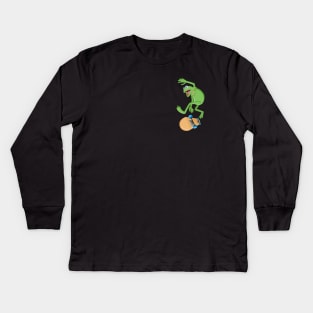 Kermit Skateboarding- pocket Kids Long Sleeve T-Shirt